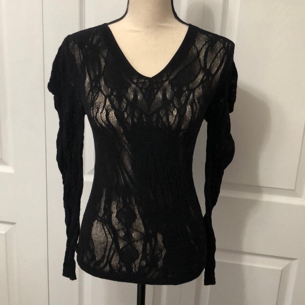 Shape FX Women’s Super Stretchy Lace Long Sleeve Shirt, One Size